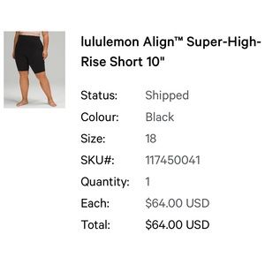 Lululemon size 18 Align super-high-rise shirt 10” black